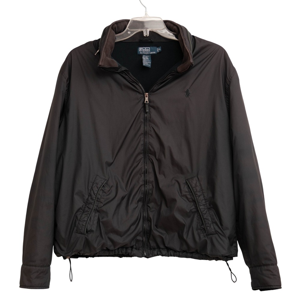 VTG 90s Polo Ralph Lauren Men XL Black Bomber Jacket Soft Full Zip Pony GorpCore